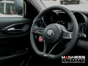 Alfa Romeo Stelvio Steering Wheel Trim - Carbon Fiber - Main Center Trim Piece  - Pre '20 Models
